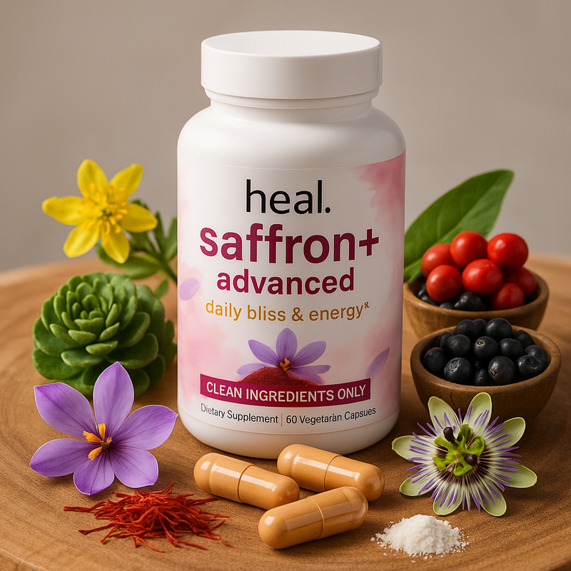 Saffron threads, turmeric, black pepper, capsules and other ingredients